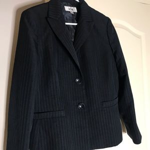 2 Button Navy Blue Light Turquoise Stripes Jacket